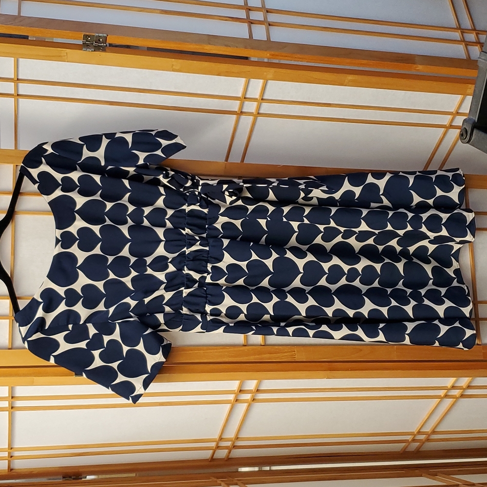 Mademoiselle YeYe Modcloth Hearts Print Retro Dress L